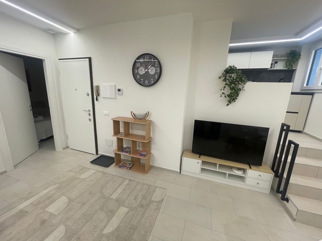 Zona living con ingresso e TV